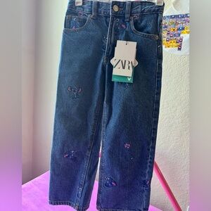 Zara Kids Wide Leg Lilo & Stitch Disney Jeans Size 6